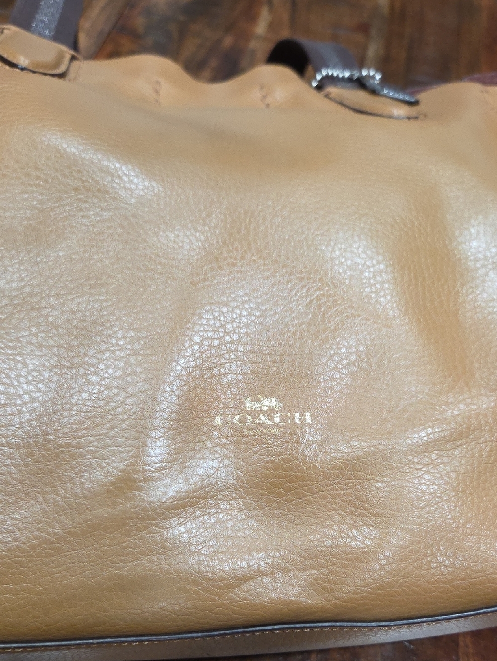 Coach Pebbled Leather Beige Tote - Picture 4 of 13